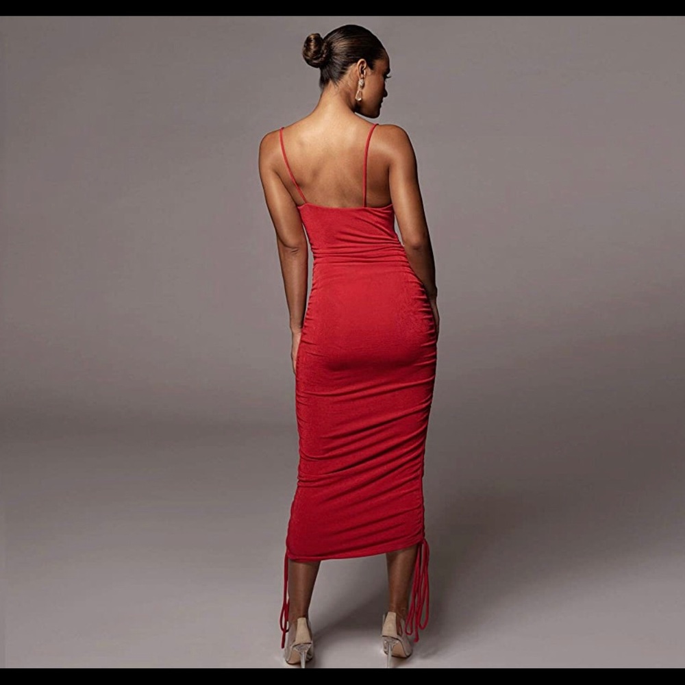 JLUXLABEL Red Ruched Dress - Picture 3 of 5